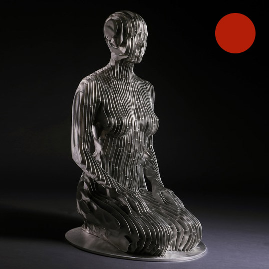 Picture of a steel sculpture by Julian Voss-Andreae, german artist represented at Galerie Montmartre, Paris, France