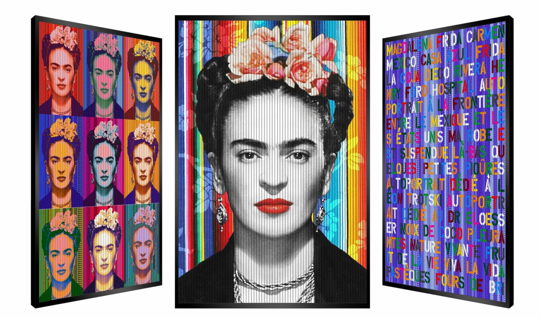 Picture of a unique piece depicting Frida Kahlo by French artist Patrick Rubinstein, represented at Galerie Montmartre, Paris, France